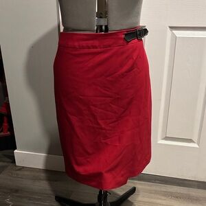Chic Red Pencil Skirt with Buckle